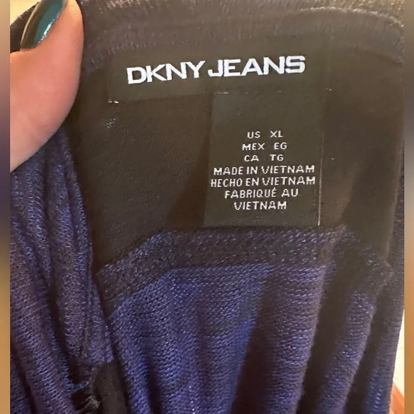 DKNY Jeans Sweater Women XL blue Marled Cowl Neck Pullover Adult Casual. NWT - Picture 4 of 4
